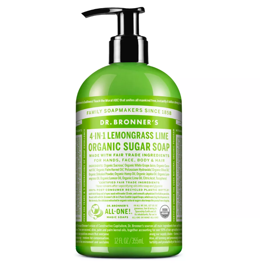 Dr. Bronner's Magic Organic Sugar Soap, Lemongrass Lime