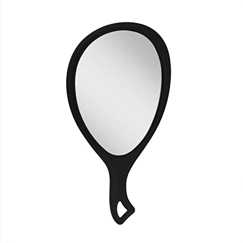 Zadro Large Hand Mirror with Handle Salon Mirrors for Hair Stylist, Big Handheld Mirror Makeup Mirror Wall Mounted Hang (Medium: 15" x 8", Black Onyx)