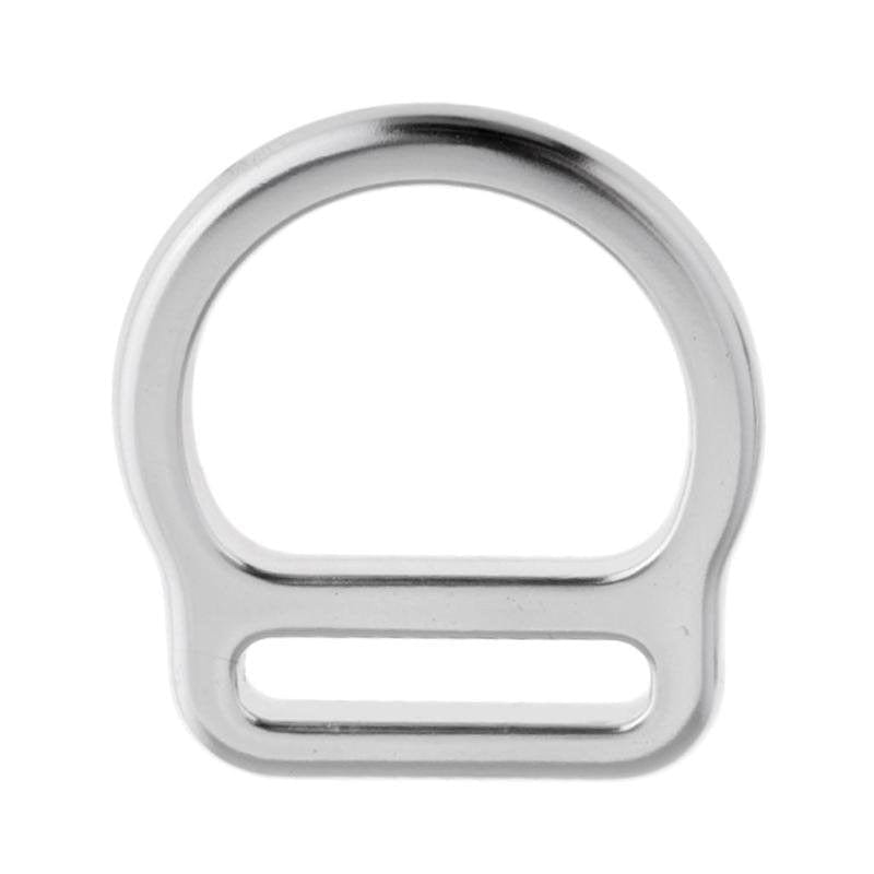 23KN Rock Climbing Safety Harness Slotted D Ring for Webbing Belt - Silver, Big