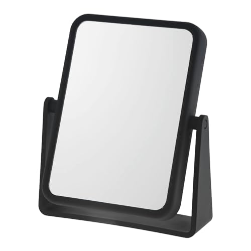 Danielle Magnifying Vanity Makeup Mirror Rectangular Soft Touch Finish with 7X Magnification and 360 Swivel, Black