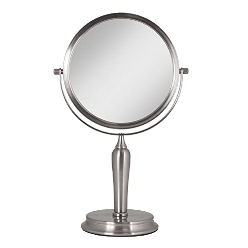 Zadro Anaheim 8.75” Round Non-Lighted Makeup Mirror 5X 1X Magnifying Makeup Mirrors Rotating Head Makeup Mirror for Desk