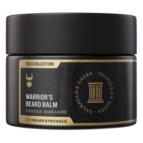 The Beard Struggle Warrior’s Beard Balm - Gold Collection, Valhalla's Gates - Non-Greasy Low-Hold Formula, Luxurious Cologne-Grade Fragrances 100% Natural and Plant-Based Ingredients - 50g