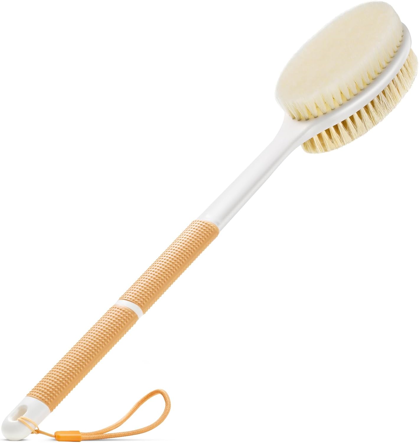 Body Scrubber Anti Slip for Shower,Shower Brush Long Handle with Stiff and Soft Bristles,Body Wash Exfoliating Back Scrubber for Bath or Dry Brushing Body Brush(Orange)