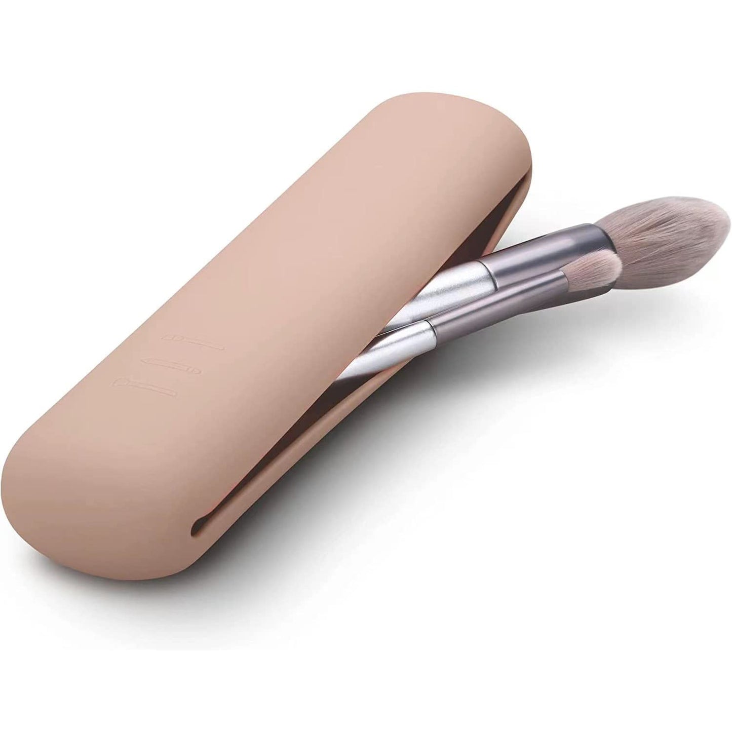 Silicon Makeup Brush Holder,Travel and Portable Cosmetic Face Brushes Holder travel essentials,Soft Sleek Tools Organizer for Travel,WaterProof Travel Holder All Your(Khaki)