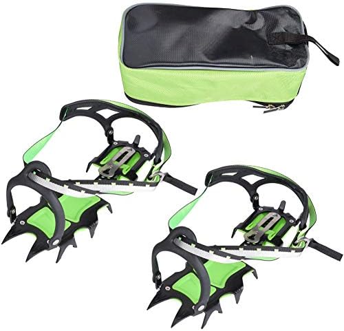 1 Pair 14 Spikes Traction Cleats Ice Snow Grips Crampons for Hiking Fishing Jogging Mountaineering Walking