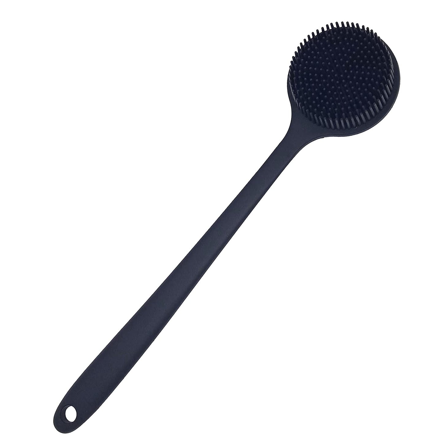 Back Scrubber for Shower Soft Silicone Bath Body Brush with Long Handle (Black)