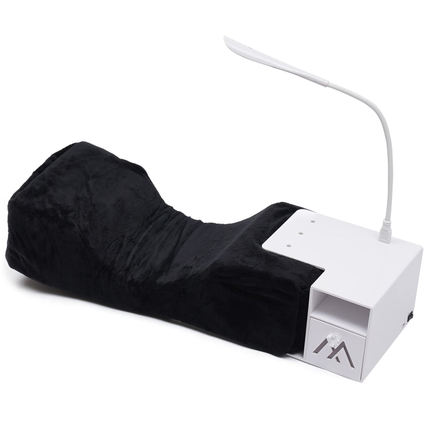 CNCEST Eyelash Extension Neck Pillow with Light,Eyelash Pillow Make Up Eyelash Extension Pillow with Shelf Organizer Stand for Salon Headrest Makeup Tools Grafted Support Neck Soft Stand(Black)