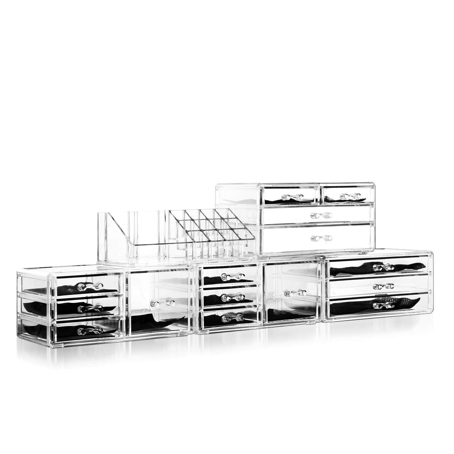 Felicite Home Acrylic Jewelry and Cosmetic Storage Makeup Organizer Set, 5 Piece,Large