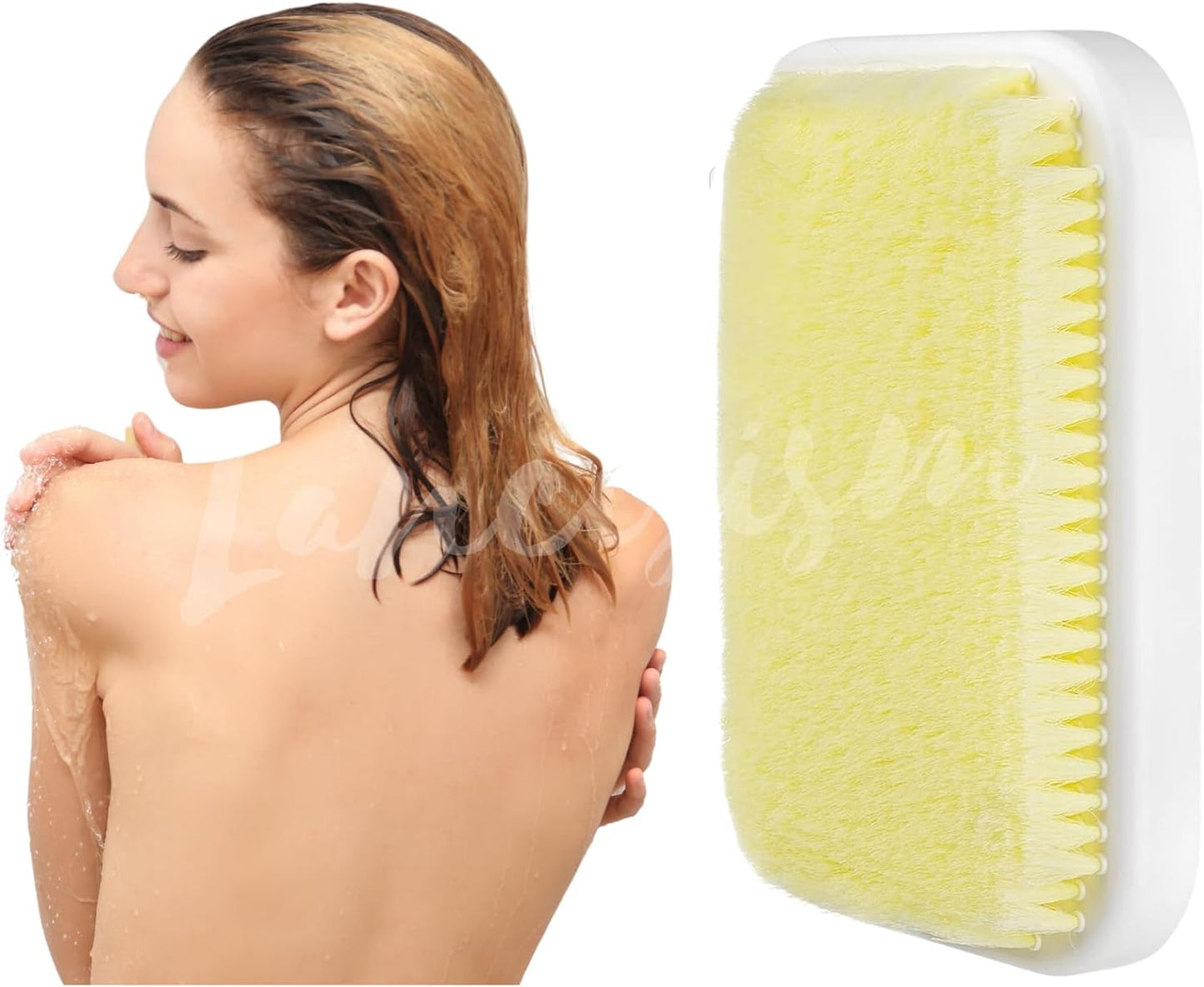 Wall Mounted Back Scrubber, Large Exfoliating Brush with Self Adhesive Hook for Shower Bathing Scrub Brush Hands-Free Back Brush & Body Scrubber - Shower Accessories 7.9 x 11.9 inches