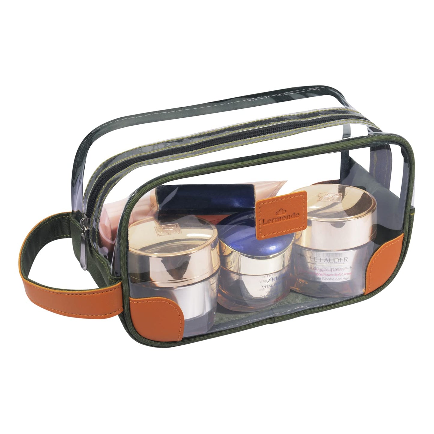 Lermende Toiletry Bag, Clear Shaving Dopp Kit for Men Travel Toiletry Bag Unisex Bathroom Toiletries Organiser (Green)