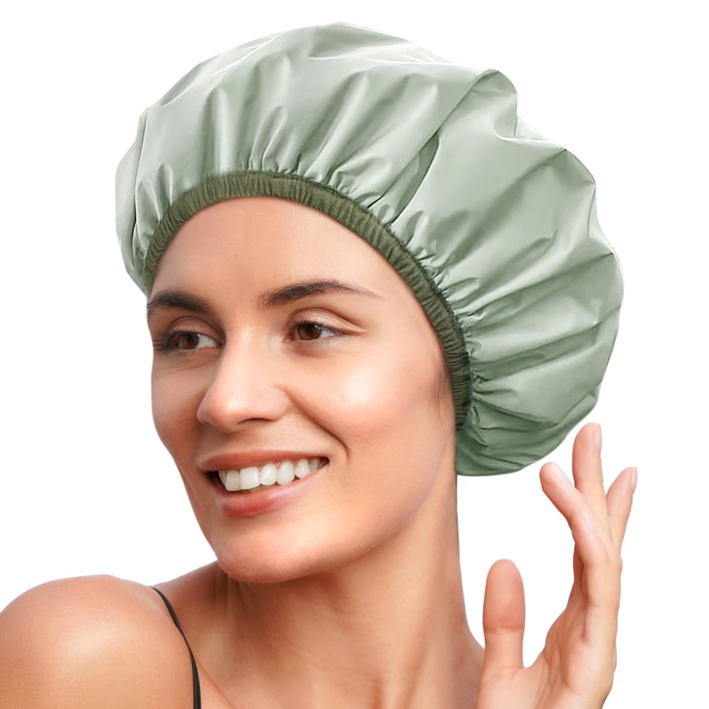Shower Cap for Women Waterproof - Reusable Shower Cap Gifts for Women Waterproof Hair Shower Caps for Long Hair Non-Slip Shower Cap One Size