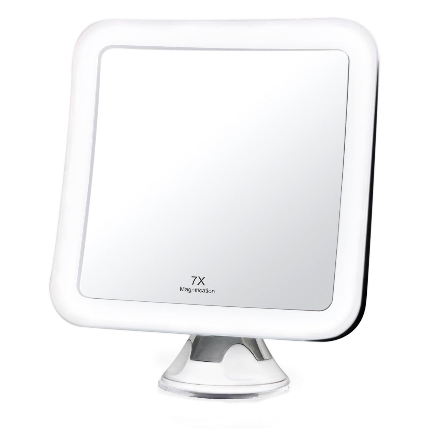 Fancii 7x LED Lighted Magnifying Makeup Mirror with Strong Suction - 6.5" wide, Natural Daylight, Cordless Portable Vanity Mirror with Lights (Square) - Mira 7