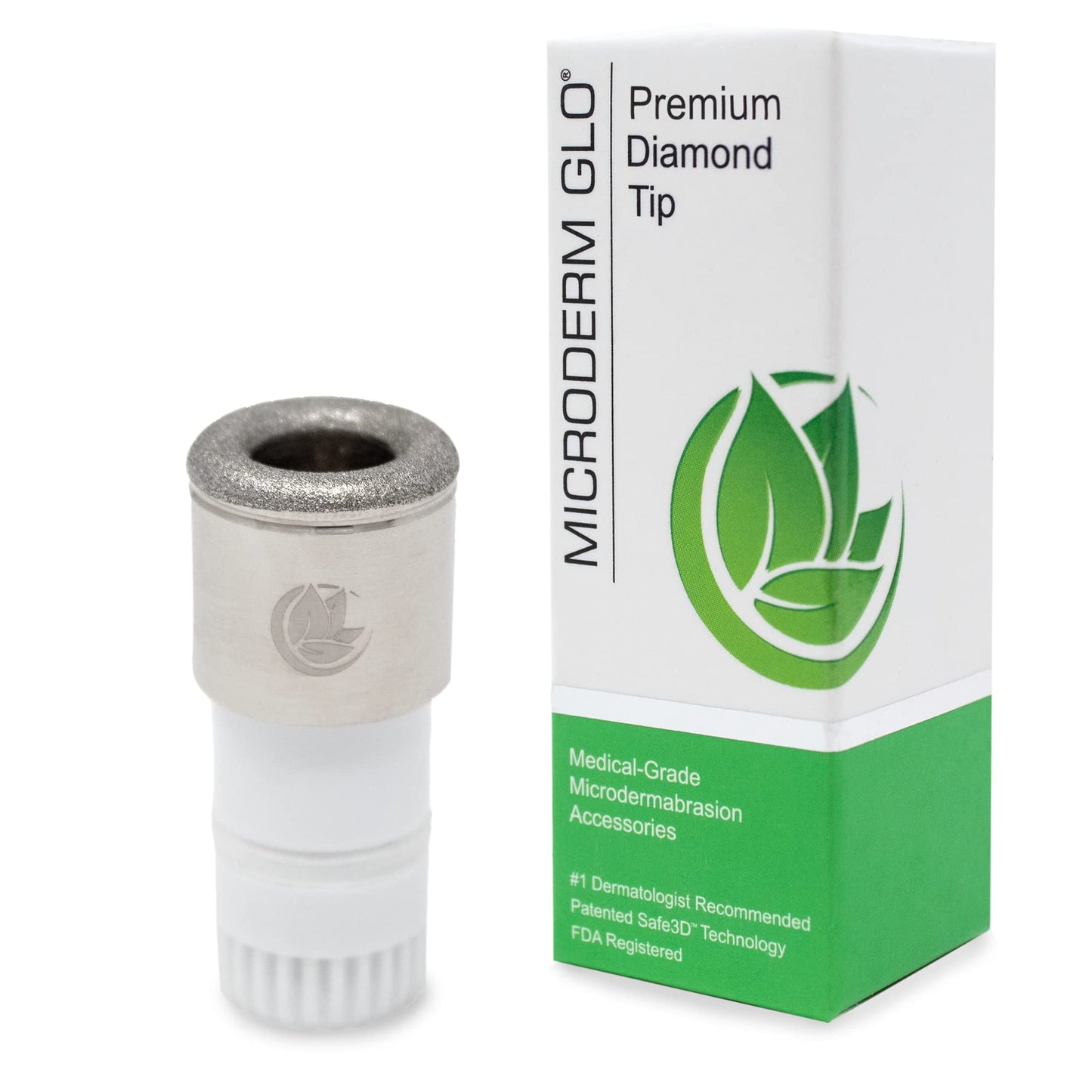Microderm GLO Premium Diamond Microdermabrasion Tips by Microderm GLO - Medical Grade Stainless Steel Accessories, Patented Safe3D Technology, Safe for All Skin Types. (Premium)