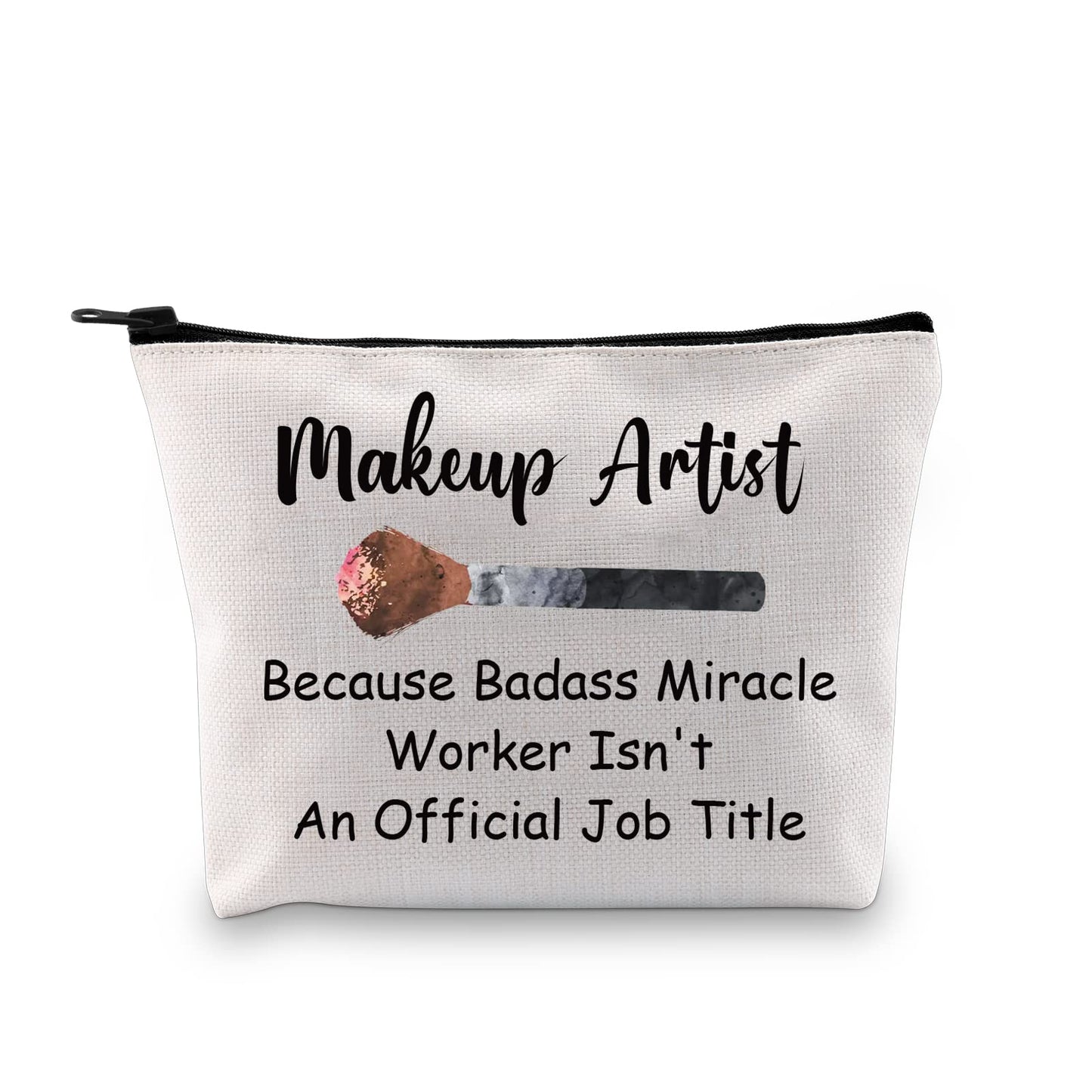 JXGZSO Makeup Artist Gift Because Badass Miracle Worker Isn't An Official Job Title Beautician Makeup Bag Gift For Esthetician Cosmetologist