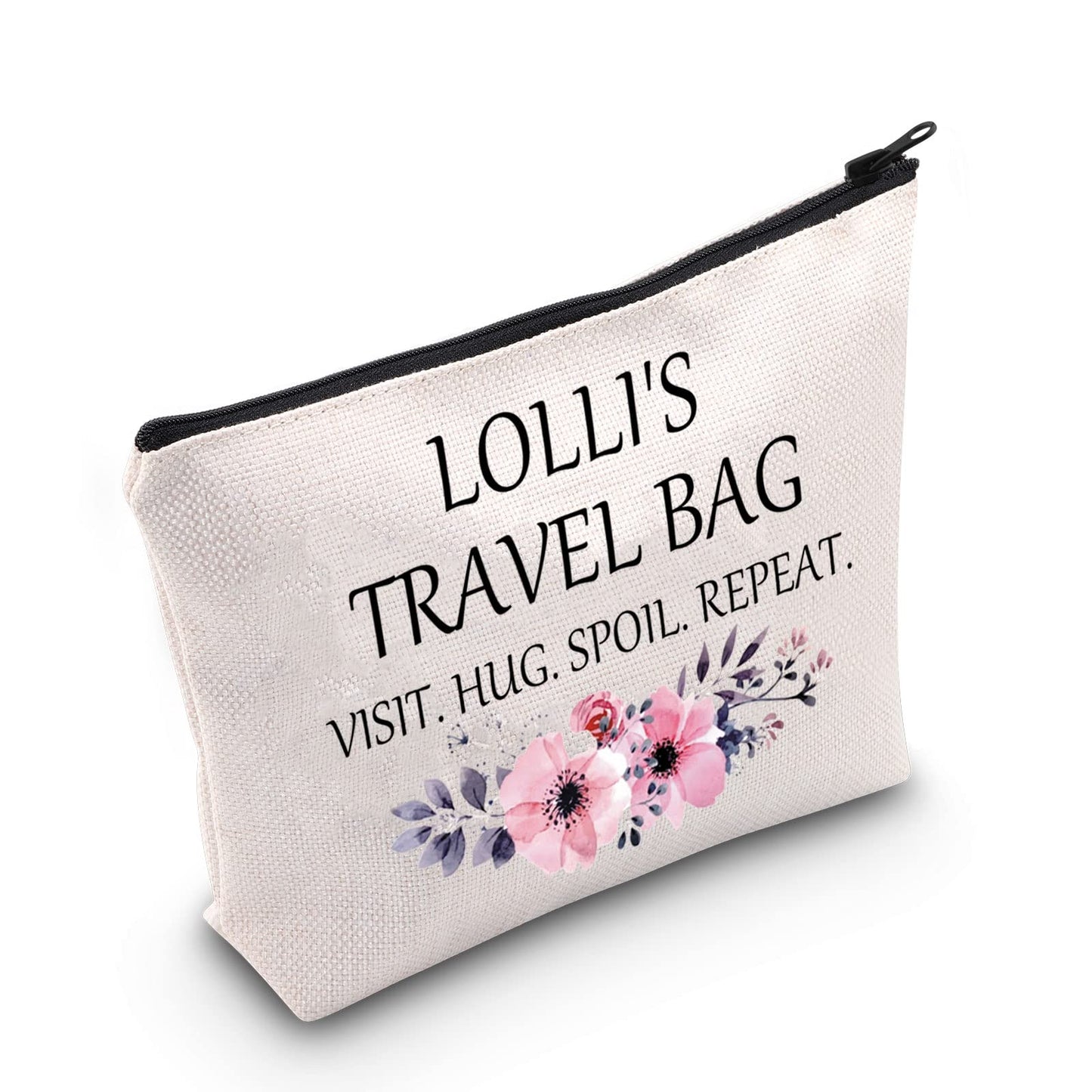 POFULL Grandma Lolli Gift Lolli To Be Gift Lolli’s Travel Bag Visit Hug Spoil Repeat Travel Cosmetic Pouch (Lolli’s Travel Bag)