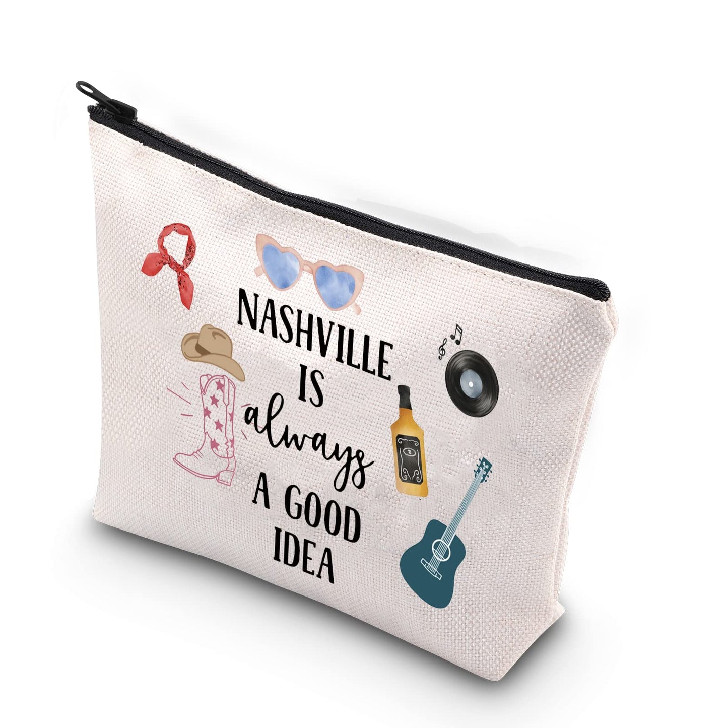 Country Music Themed Bachelorette Party Favor Nashville Is Always A Good Idea Nashville Bridal Party Makeup Bag (Good idea Nashville)