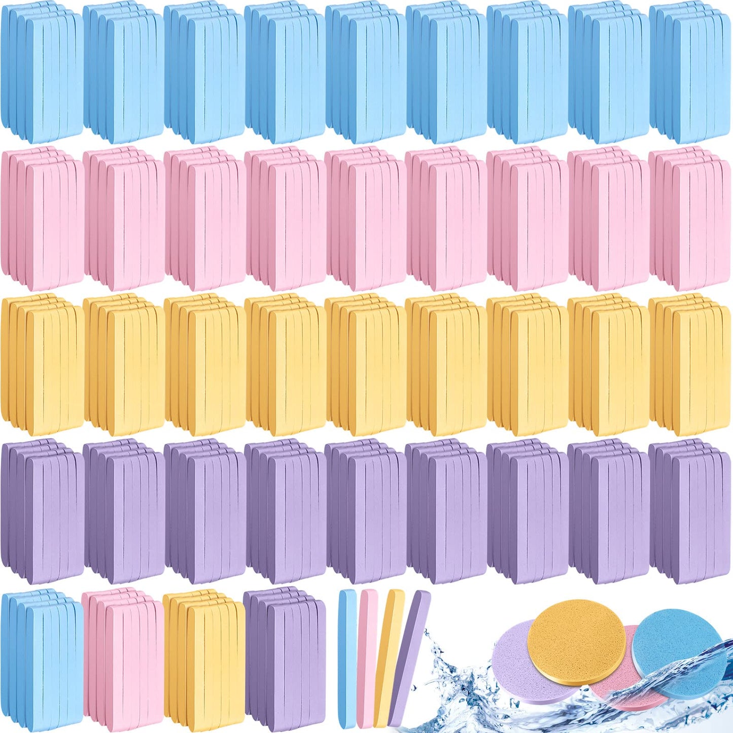 Gerrii 960 Pcs Compressed Facial Sponges Round Face Cleansing Sponge PVA Face Wash Sponges Facial Exfoliating Pads Spa Makeup Removal Sponge for Women Girls Beauty Mask Makeup Removal, 4 Colors