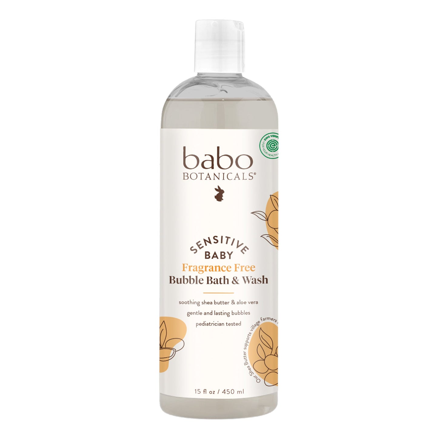 Babo Botanicals Sensitive Baby Fragrance Free Bubble Bath, Wash