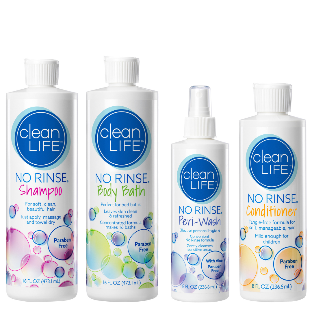 Clean Life Ultimate Care Givers No Rinse Bathing Help Wash Set- Hair and Body Cleansers
