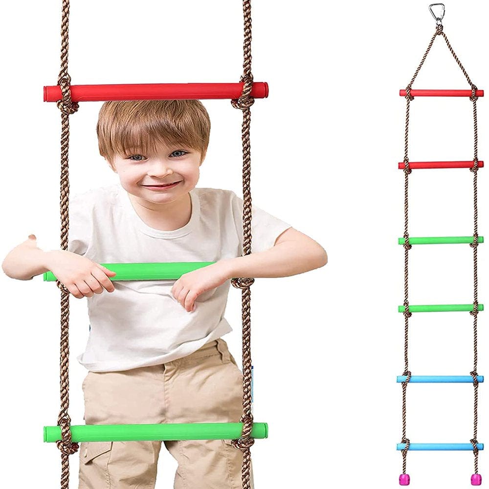 BIGLUFU Ladder Climbing Rope for Kids, Playground Swing Accessories, 6.8Ft Hanging Ropes, Six Section, Outdoor Backyard and Indoor Play Set
