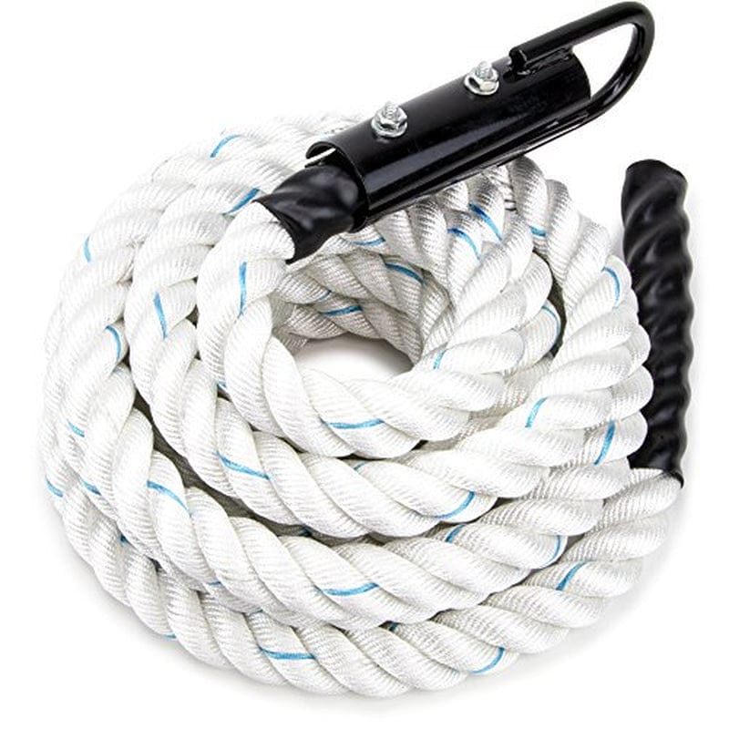 Crown Sporting Goods White Poly Dac Gym Climbing Rope, Knotless, 30'