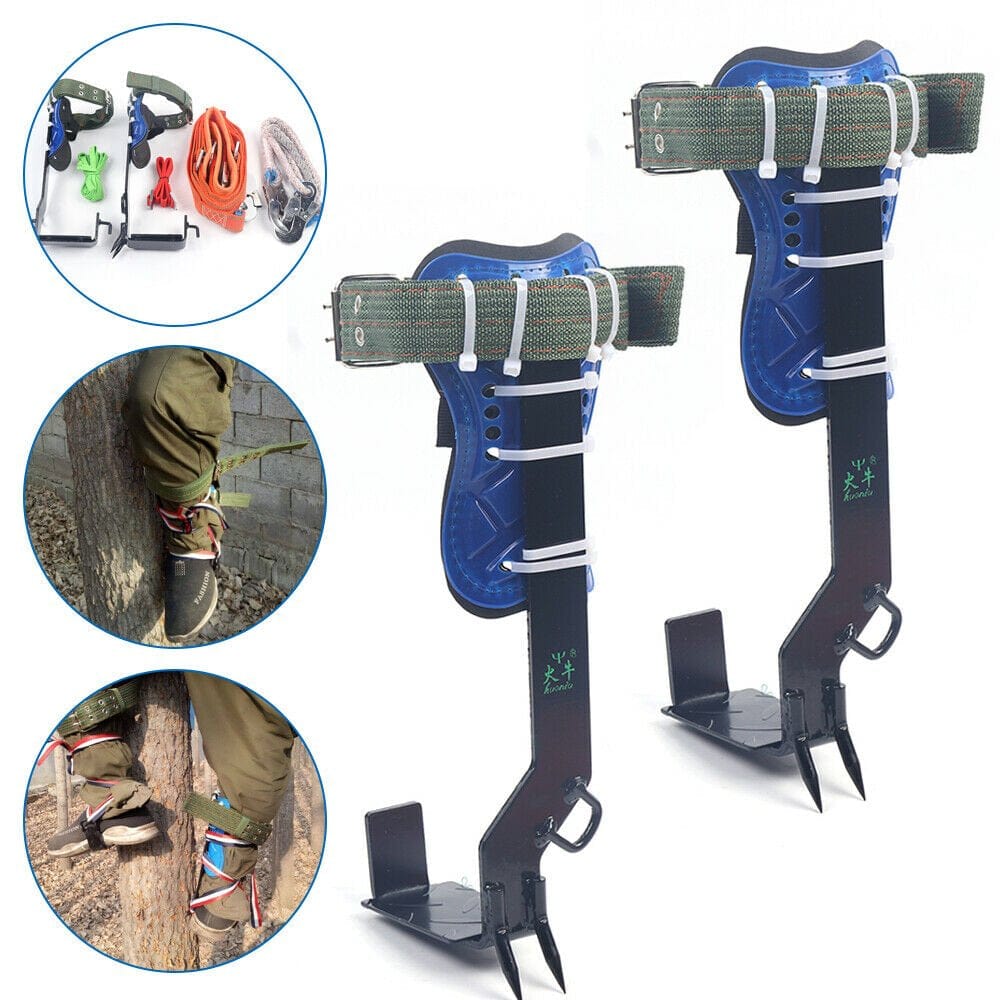 Ethedeal 100Kg Tree Climber 1 Pair, Tree Climbing Spikes Climb Spurs Adjustable Pad Safety Belt Steel+Polypropylene Fiber