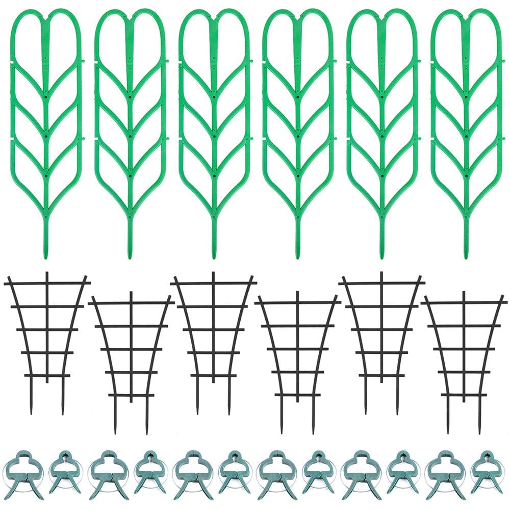 RELAX 12Pcs Garden Plant Support Stakes DIY Plant Trellis with 12 Clips Mini Plant Climbing Rack Plastic Durable Plant Support Frame Garden Tools for Houseplants and Vines