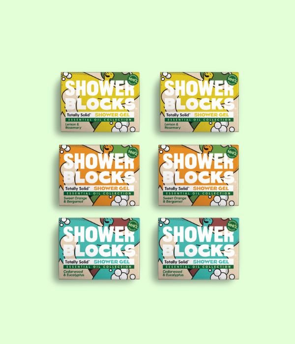 Shower Blocks Solid Shower Gel Essential Oil Collection Mixed Pack x6