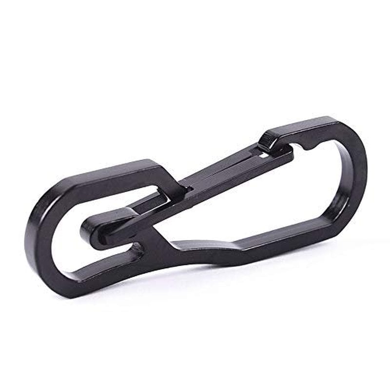 SZHOWORLD Outdoor Stainless Steel Tactical Keychain Carabiners EDC Hanging Buckle Quickdraw (Black)