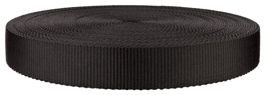 1 1/4 Inch Black Super Heavy Polypro Webbing Closeout, 25 Yards