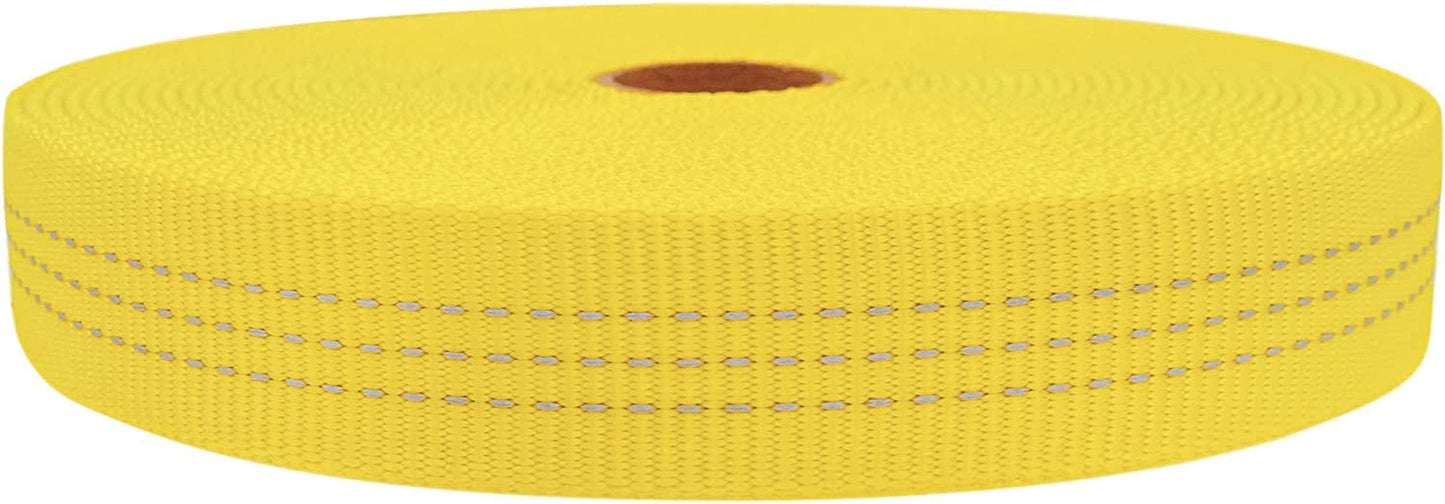 1 Inch Nylon Tubular Webbing Tape UIAA Certified 4000Lb Heavy Duty for Climbing Rescue Rope Works Survival Outdoor General Purposes 1" X 30Ft / 10 Yards,Lemon Yellow