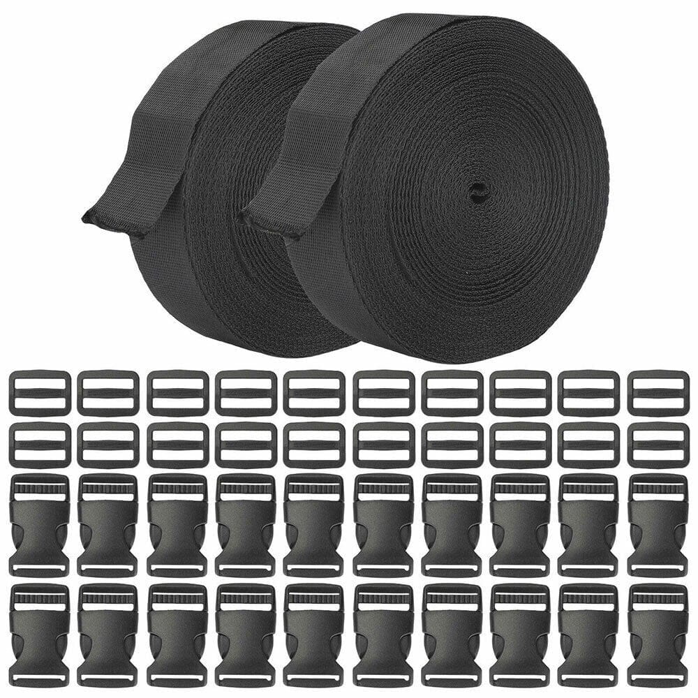 1In 11 Yards Nylon Heavy Webbing Strap W/10 Kits Plastic Buckle Slide Release