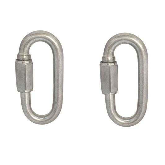2 Pc 3/8'' Stainless Steel Quick Link 1,600 Lbs Cap WLL Boat Marine SS316 Locking Carabiners Quickdraws