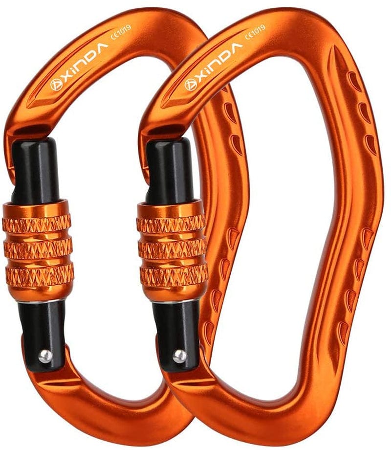 22KN Screwgate Climbing Carabiner Clip, Heavy Duty Offset D-Ring Locking Carabiner Large, CE UIAA Certified Carabiner Hooks for Climbing Hammock