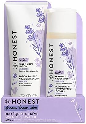 The Honest Company 2-in-1 Cleansing Shampoo + Body Wash and Face + Body Lotion Bundle | Gentle for Baby | Naturally Derived | Lavender Calm, 18.5 fl oz