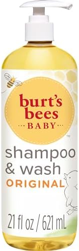 Burt's Bees Baby Shampoo and Wash, Original, Tear Free, Pediatrician Tested, 98.7% Natural Origin, 21 Fluid Ounces