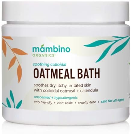 Organic Colloidal Oatmeal Bath Soak – 6 Oz. of Oatmeal Powder for Dry, Irritated, Itchy Skin Relief – Cruelty-Free & Organic Bath Products for Adults Bath, Kids Bath, or Baby Bath by Mambino Organics