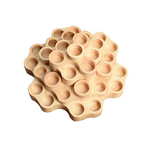 Meao 4-Tier Round Rotatable Honeycomb Shape Wooden Essential Oil Display Storage Organizer Holder Stand - 31 Slots Natural Hard Pine Decoretion Wood Rack - Ideal Gift Presentation Shelf #6