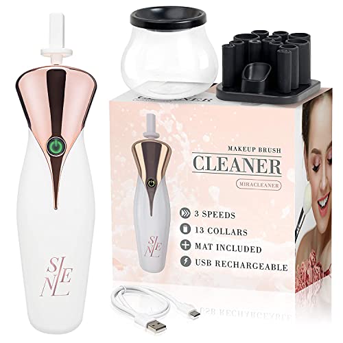 Selene Professional and Electric Makeup Brush Cleaner and Dryer Machine with Automatic Brush Spinner to Quickly Wash and Dry Cosmetic Brushes - Cleaning Tool for Makeup Brushes Set
