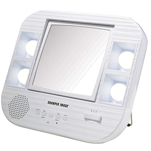 JERDON Two-Sided Makeup Mirror with Lights - Vanity Mirror with 5X Magnification & Two Setting Glare-Free Lighting - White Base - Model J1015