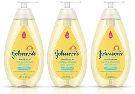 Johnson's Head-To-Toe Gentle Baby Body Wash & Shampoo, Tear-Free, Sulfate-Free & Hypoallergenic Bath Wash & Shampoo for Baby's Sensitive Skin & Hair, Washes Away 99.9% Of Germs 16.9 fl. oz (Pack of 3)