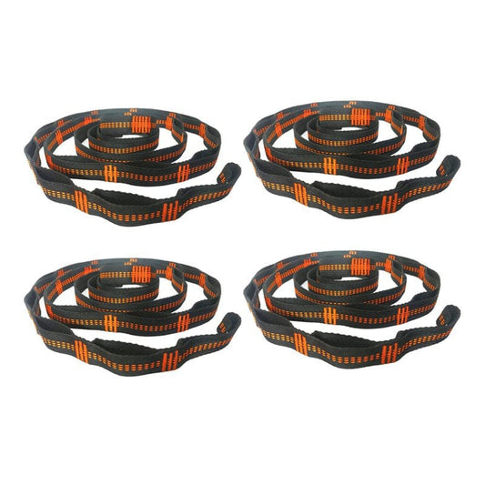 4X Outdoor Hammock Tree Straps Tree Tie Rope High Load- Nylon Webbing Rock Climbing Flat Belt Cover Orange