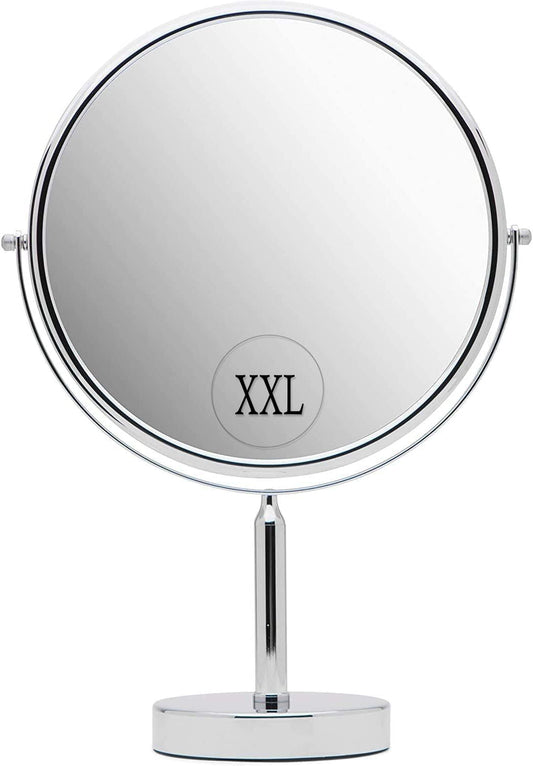 XXLarge Oversized 3X Weak Magnifying Mirror with Stand for Desk, Table, Retail Store Countertop, and Makeup Vanity - Double Sided 3X/1X Magnification - 17" Tall and 11" Wide