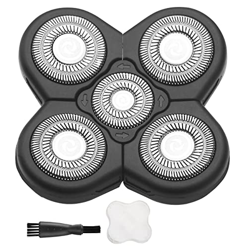5 Blades Shaver Replacement Heads 5D Electric Head Shaver Replacement Head Wet and Dry for Most Mainstream Brands Bald Shaver Razor Electric Shaver Replacement Head (5 Silver)