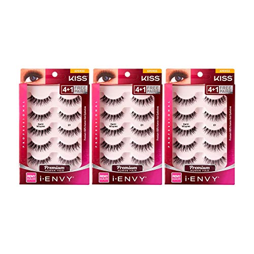 i-ENVY 5 Pairs Demi Wispies False Lashes Multi Pack Natural Look Premium 100% Human Hair Fluffy Eyelashes, Volume & Curl, Lightweight, Comfortable, Reusable (3 PACK)