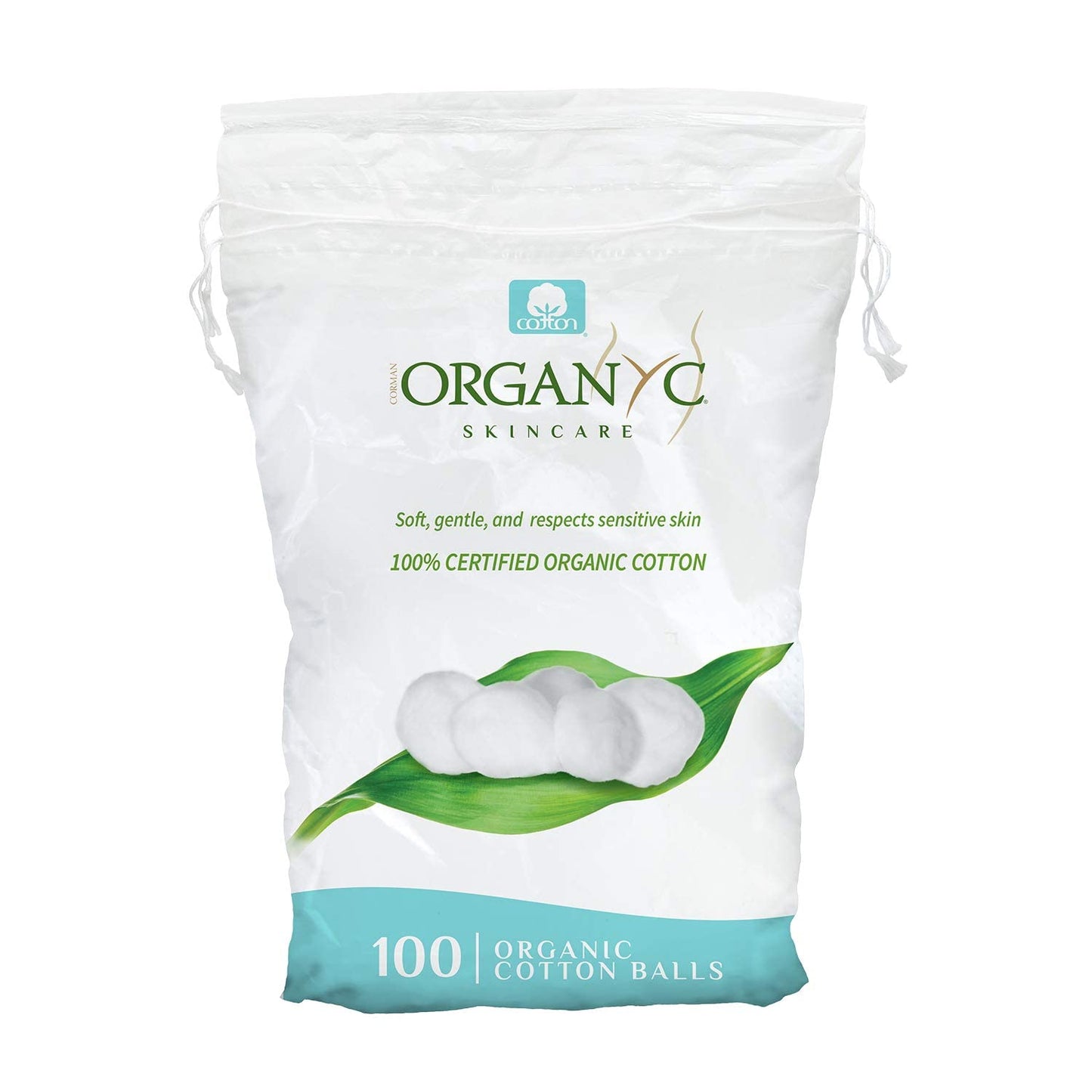 Organyc - 100% Organic Cotton Balls for Sensitive Skin 1200 Count, 100 Count(Pack of 12)