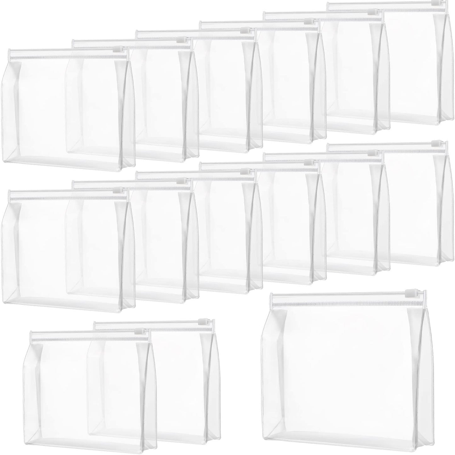 15 Pieces Clear Makeup Bag Travel Toiletry Organizer Pouches Small Zipper Pouch PVC Plastic Transparent Clear Cosmetic Bags Waterproof Mini Pouch with Zipper Closure for Bathroom Vacation Organizing