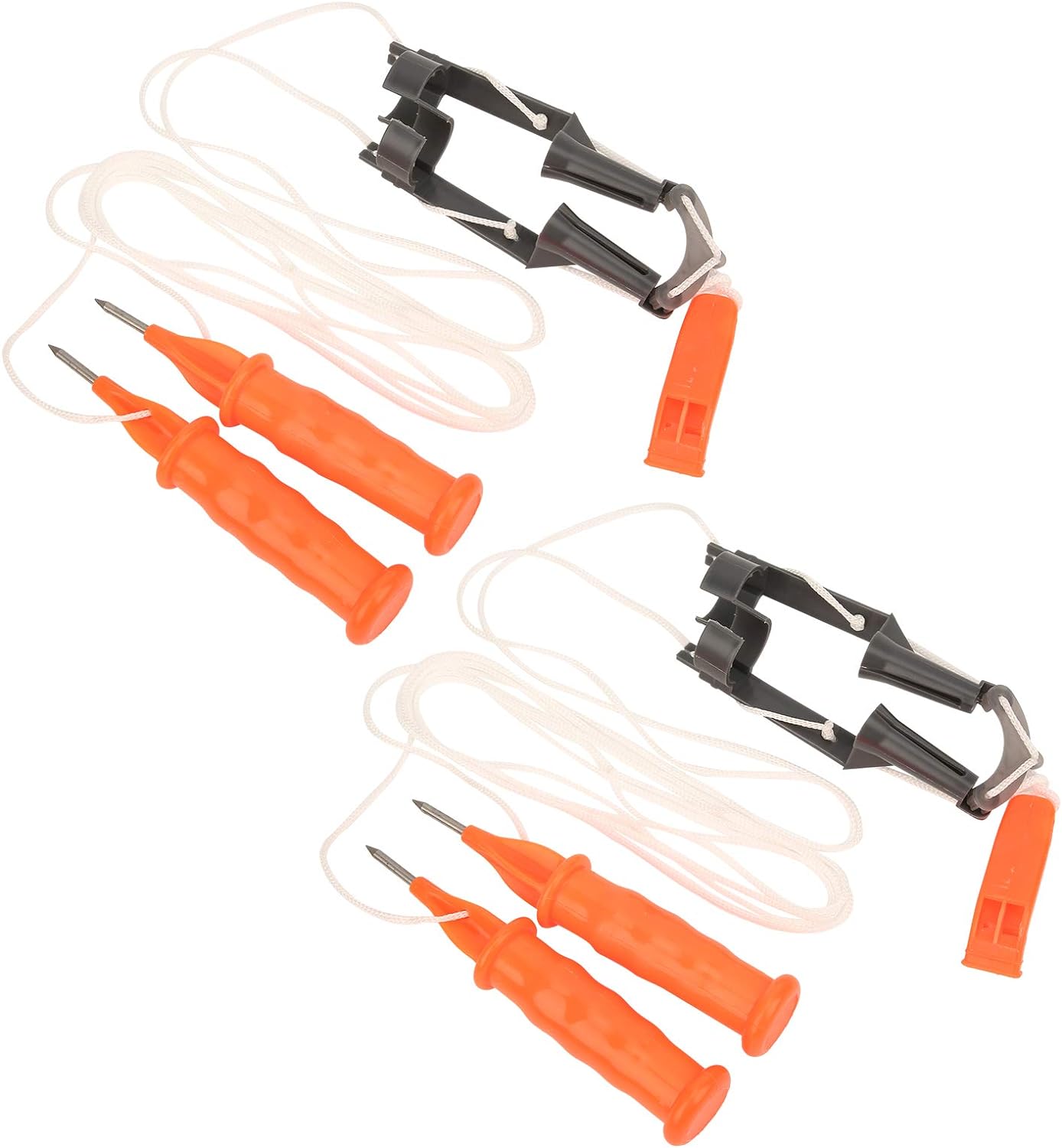 Demeras 2Pcs Ice Fishing Safety Picks, Sturdy and Durable Dual Handheld Hammer with Safety Belt Whistle Ice Picks Pratical,Outdoor Life Saving Tools
