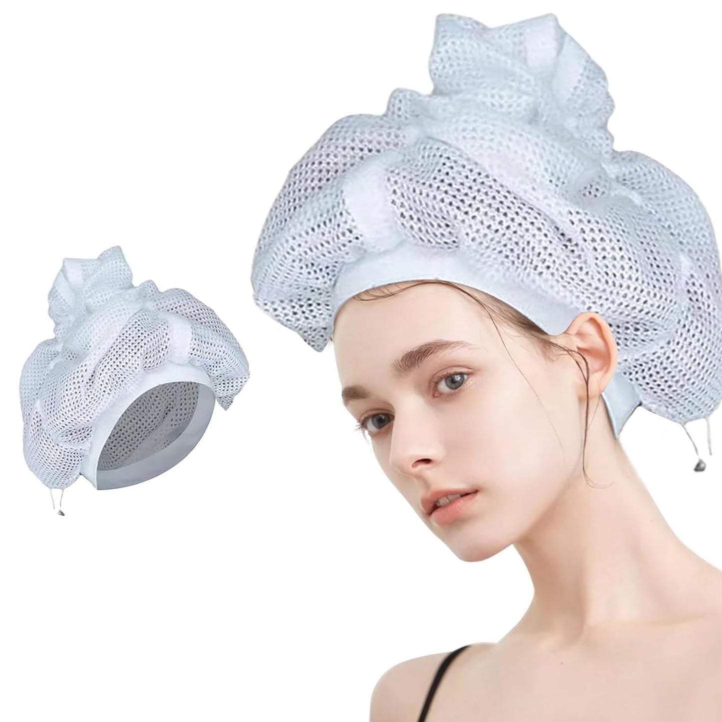 Hair Drying Caps - Net Plopping Cap For Drying Curly Hair - Adjustable Hair Perm Cap with Drawstring - Satin Diffuser Cap - Used for Hair Styling, Deep Conditioning and Hair Drying (1PCS)