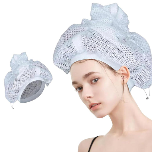 Hair Drying Caps - Net Plopping Cap For Drying Curly Hair - Adjustable Hair Perm Cap with Drawstring - Satin Diffuser Cap - Used for Hair Styling, Deep Conditioning and Hair Drying (1PCS)